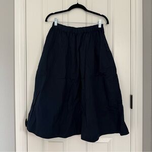 Everlane Navy Flowy Midi Skirt